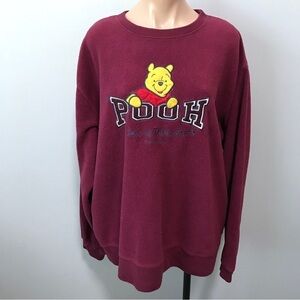 Disney Store Pooh Bear of Distinction 90s y2k Purple Fleece Sweatshirt XL